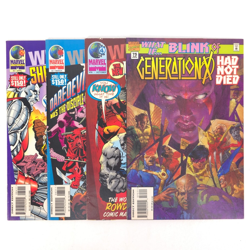 4 Vintage 90s Marvel What If Comics Superhero‎ Fantastic 4 Daredevil Dr Strange